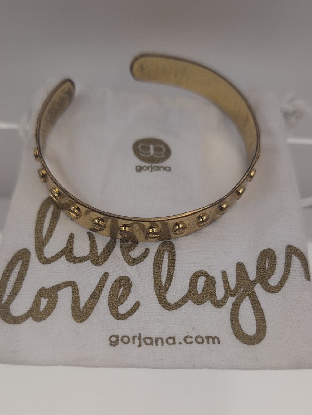 Gorjana Gold Studded Open Cuff 18K gold-plated Chaplin Bracelet 0112